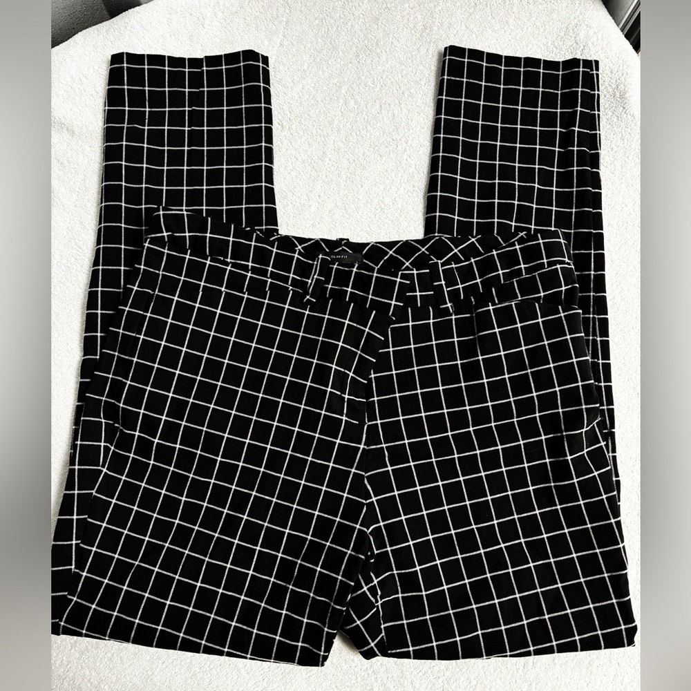 Worthington slim fit Black and White Checkered Trousers ankle crop